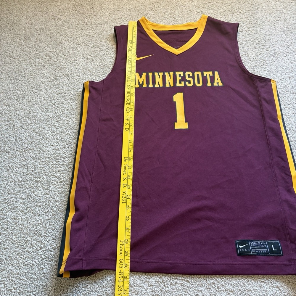 Nike Minnesota Men's Replica Basketball Jersey #1 Size Large Maroon Gophers - Picture 8 of 9